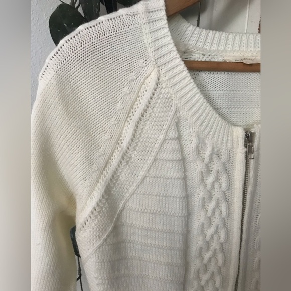 🩷Mystree | Women’s ivory long sleeve zip front cable knit cardigan sweater, sz S - Picture 12 of 14